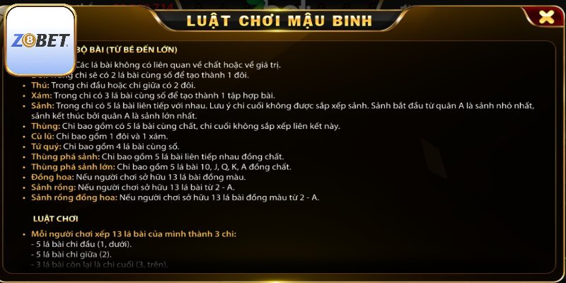 Cách chơi mậu binh chi tiết